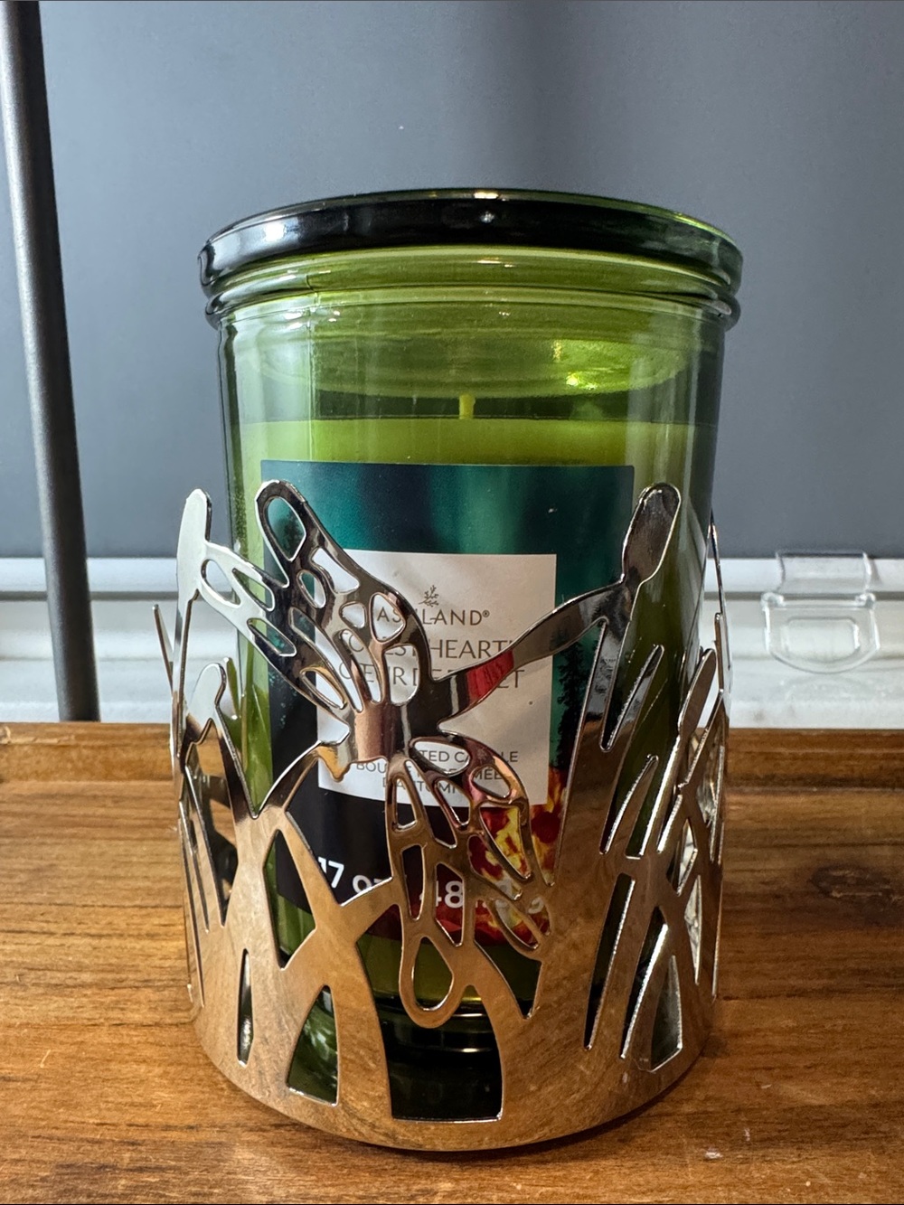 Silver Dragonfly and Cattail Jar Candle Sleeve